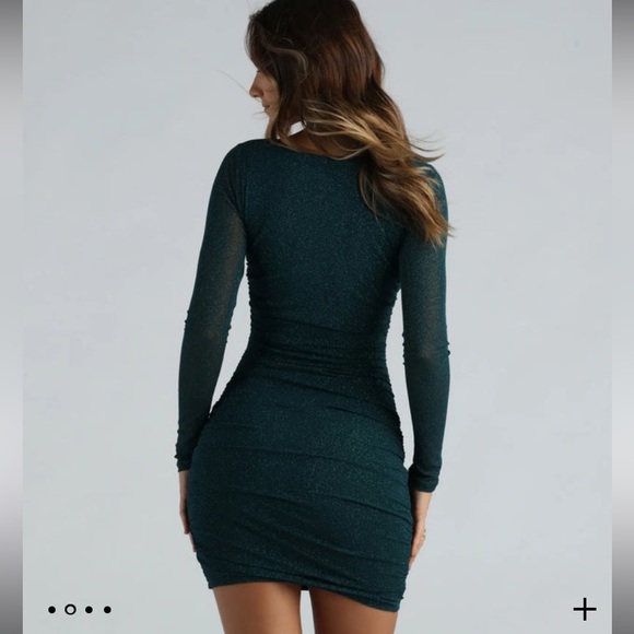 Worn once teal Windsor long sleeve mini dress with sparkles - Picture 5 of 6